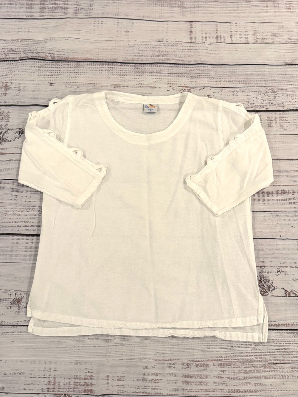 SEA BREEZE of California Womens M. White 100% Cotton Top Made In USA VINTAGE